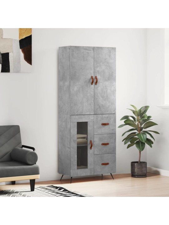 Skříň highboard betonově šedá 69,5x34x180 cm kompozitní dřevo