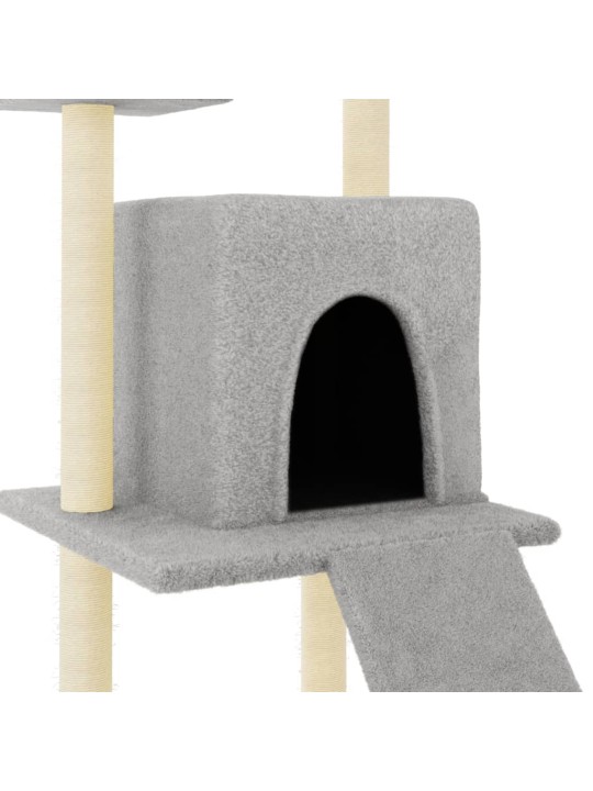 Škrabadlo pro kočky se sisalovými sloupky světle šedé 110 cm