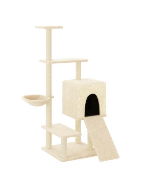 Škrabadlo pro kočky se sisalovými sloupky krémové 130,5 cm
