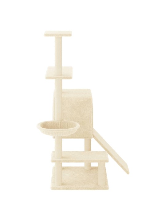 Škrabadlo pro kočky se sisalovými sloupky krémové 130,5 cm