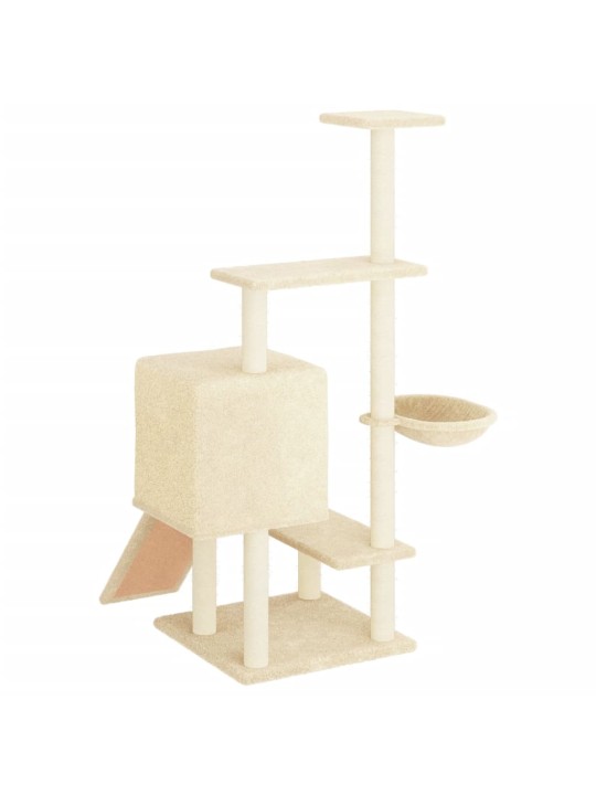 Škrabadlo pro kočky se sisalovými sloupky krémové 130,5 cm