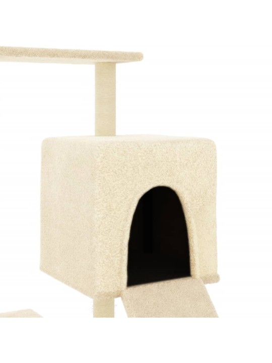 Škrabadlo pro kočky se sisalovými sloupky krémové 130,5 cm