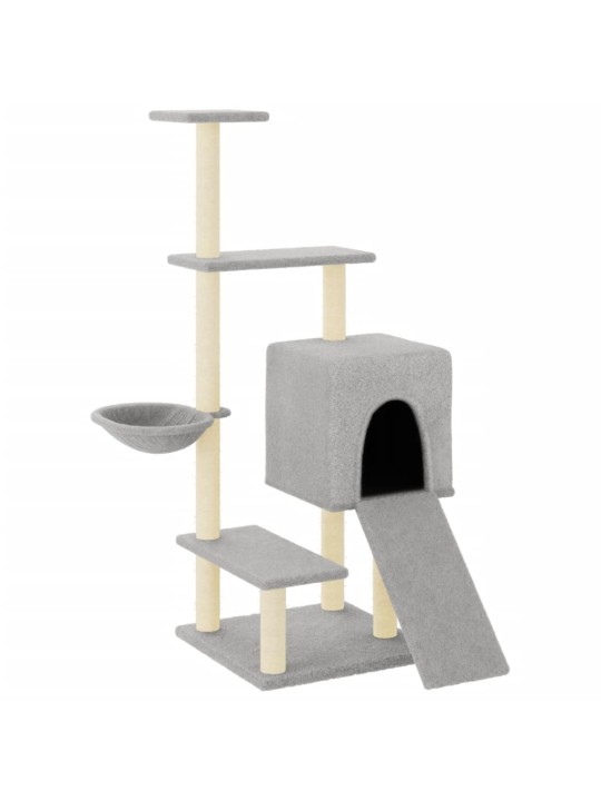 Škrabadlo pro kočky se sisalovými sloupky světle šedé 130,5 cm