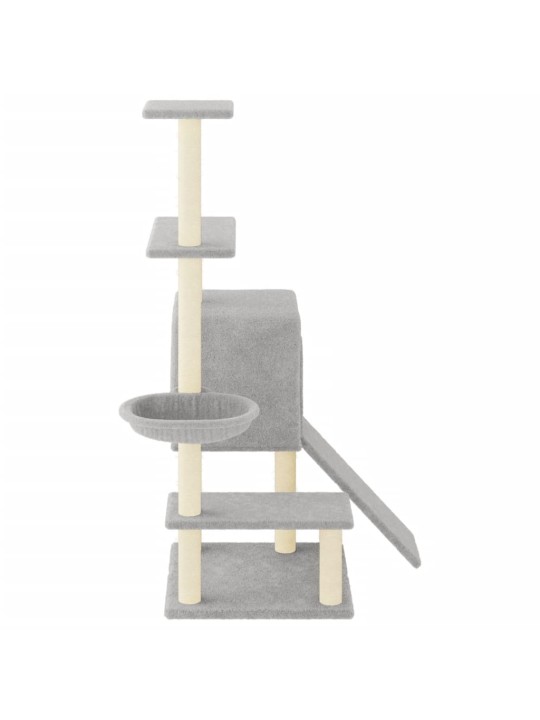 Škrabadlo pro kočky se sisalovými sloupky světle šedé 130,5 cm