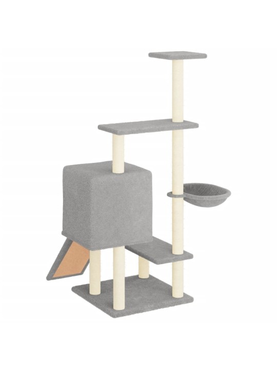 Škrabadlo pro kočky se sisalovými sloupky světle šedé 130,5 cm