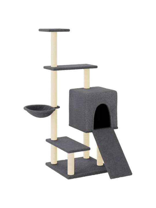 Škrabadlo pro kočky se sisalovými sloupky tmavě šedé 130,5 cm