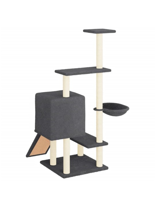 Škrabadlo pro kočky se sisalovými sloupky tmavě šedé 130,5 cm