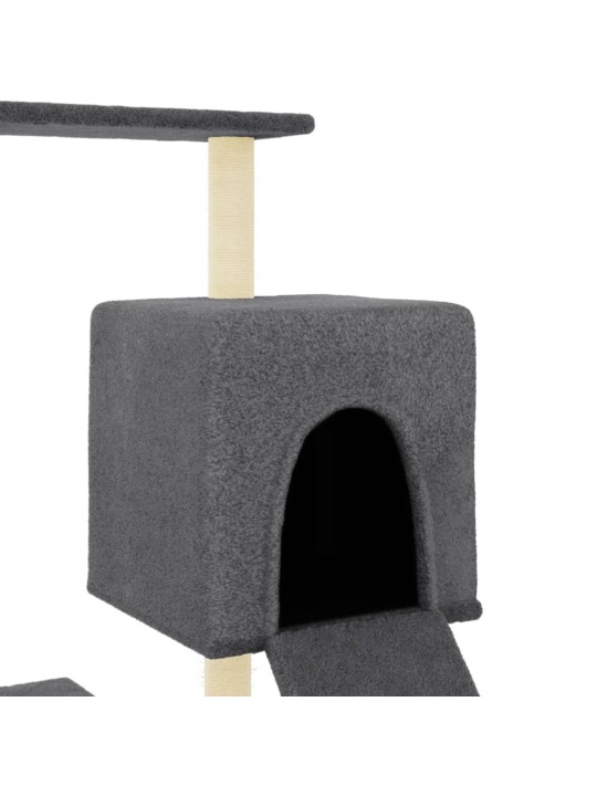 Škrabadlo pro kočky se sisalovými sloupky tmavě šedé 130,5 cm