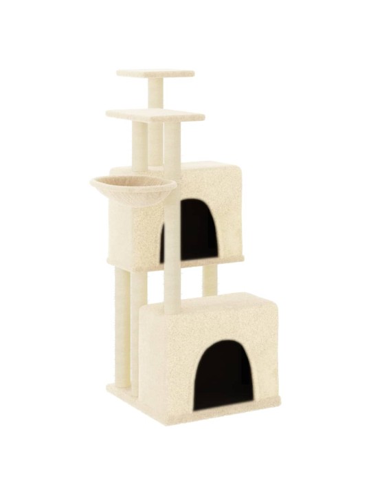 Škrabadlo pro kočky se sisalovými sloupky krémové 122 cm