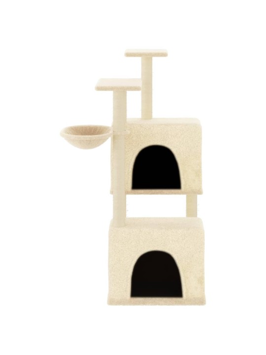 Škrabadlo pro kočky se sisalovými sloupky krémové 122 cm