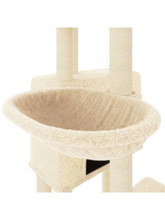 Škrabadlo pro kočky se sisalovými sloupky krémové 122 cm