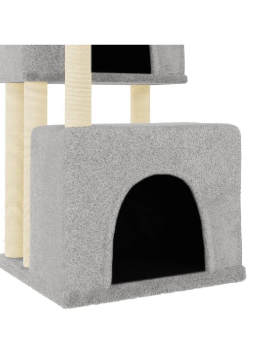 Škrabadlo pro kočky se sisalovými sloupky světle šedé 122 cm