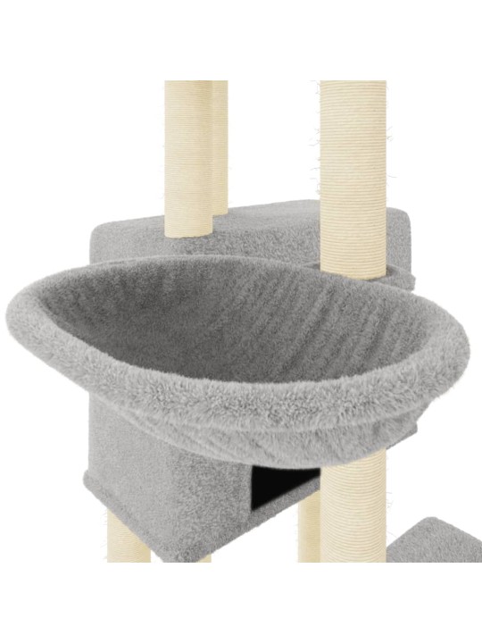 Škrabadlo pro kočky se sisalovými sloupky světle šedé 122 cm