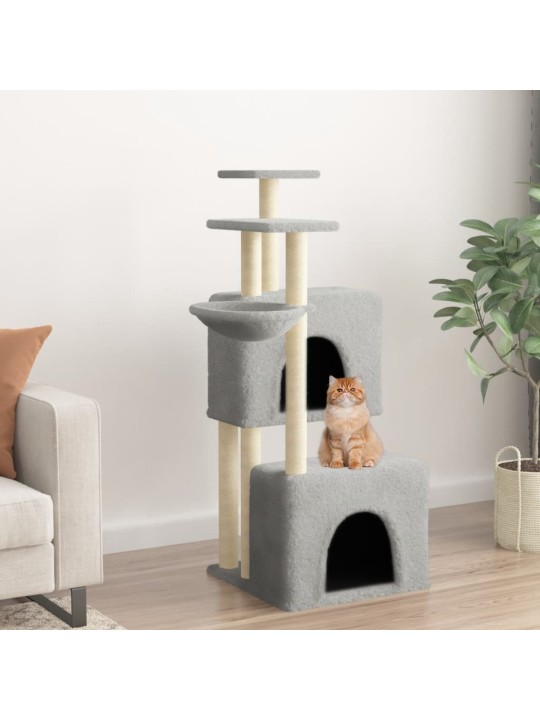 Škrabadlo pro kočky se sisalovými sloupky světle šedé 122 cm