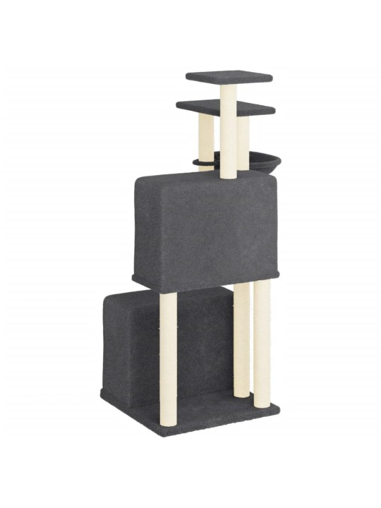 Škrabadlo pro kočky se sisalovými sloupky tmavě šedé 122 cm