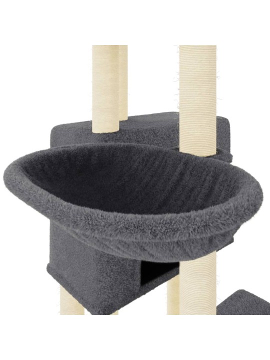 Škrabadlo pro kočky se sisalovými sloupky tmavě šedé 122 cm