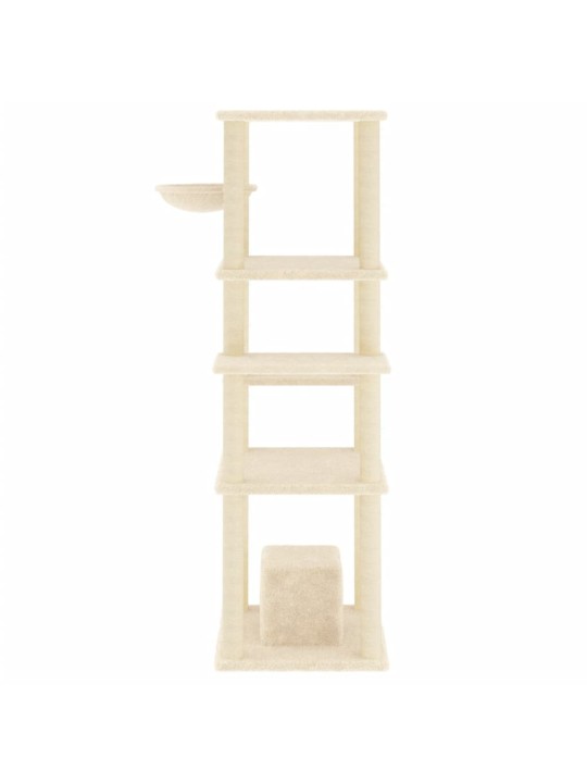 Škrabadlo pro kočky se sisalovými sloupky krémové 154 cm