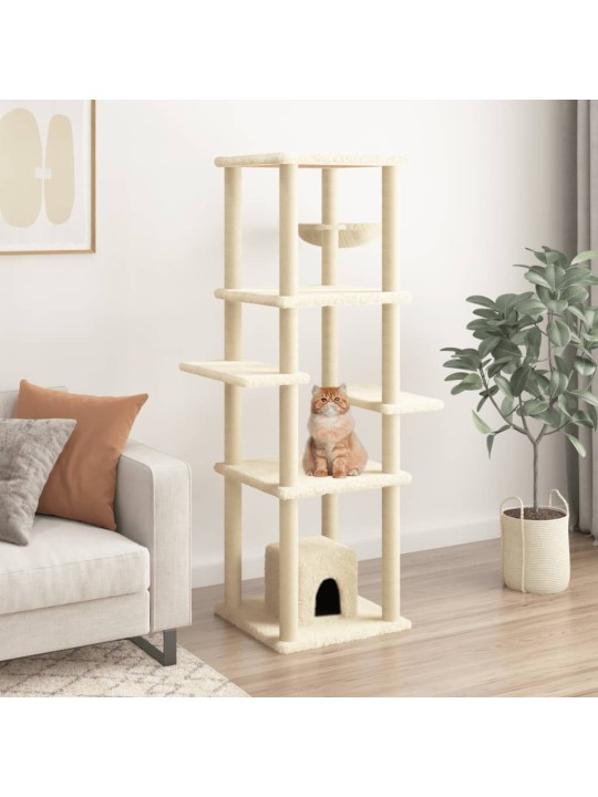 Škrabadlo pro kočky se sisalovými sloupky krémové 154 cm