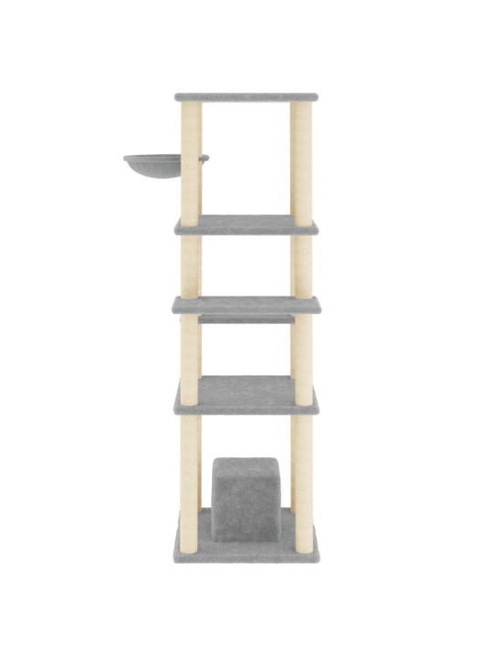 Škrabadlo pro kočky se sisalovými sloupky světle šedé 154 cm