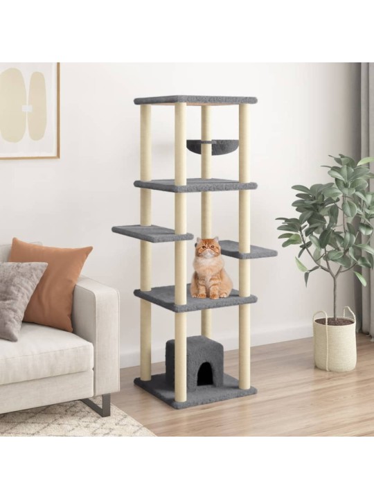 Škrabadlo pro kočky se sisalovými sloupky tmavě šedé 154 cm