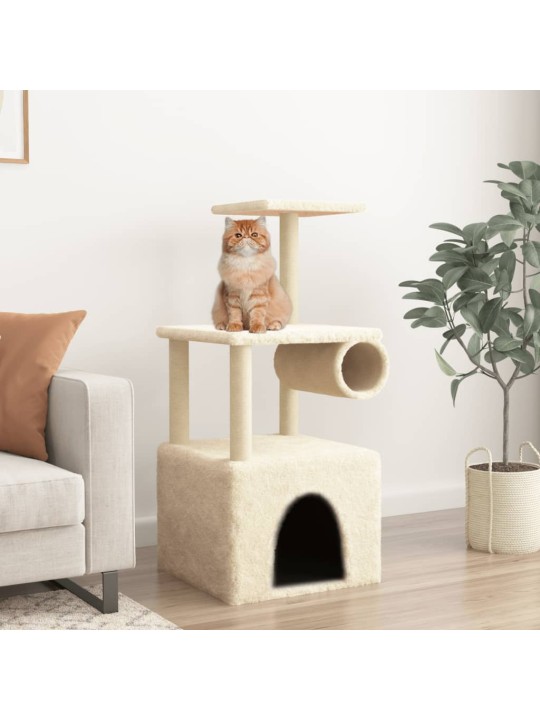 Škrabadlo pro kočky se sisalovými sloupky krémové 109,5 cm