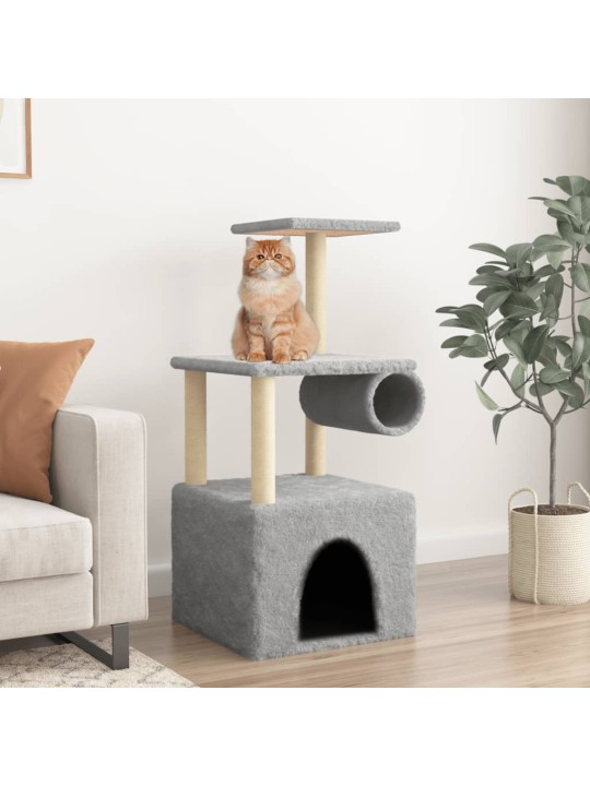 Škrabadlo pro kočky se sisalovými sloupky světle šedé 109,5 cm