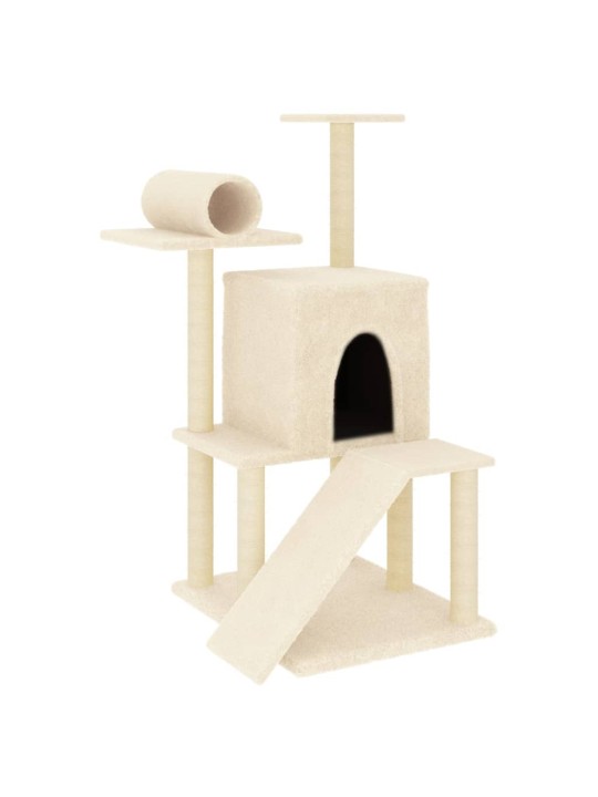 Škrabadlo pro kočky se sisalovými sloupky krémové 110,5 cm
