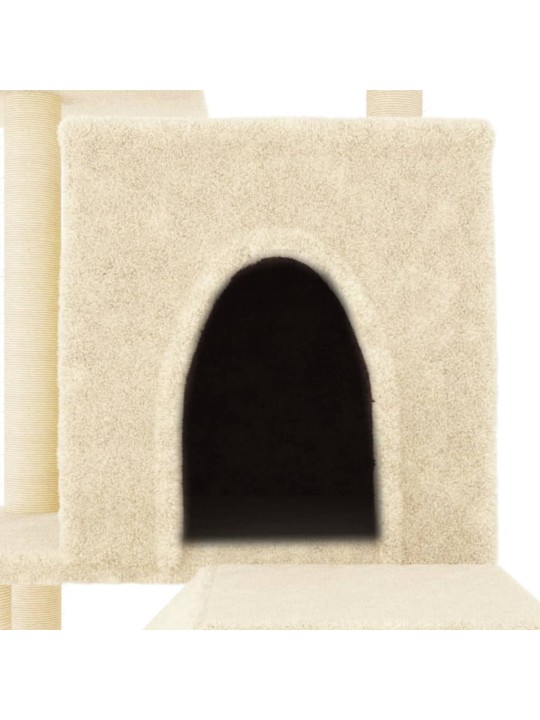Škrabadlo pro kočky se sisalovými sloupky krémové 110,5 cm