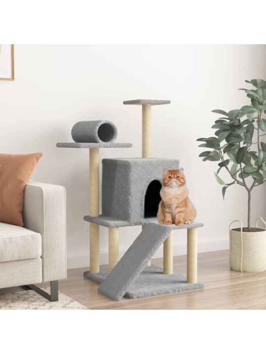 Škrabadlo pro kočky se sisalovými sloupky světle šedé 110,5 cm