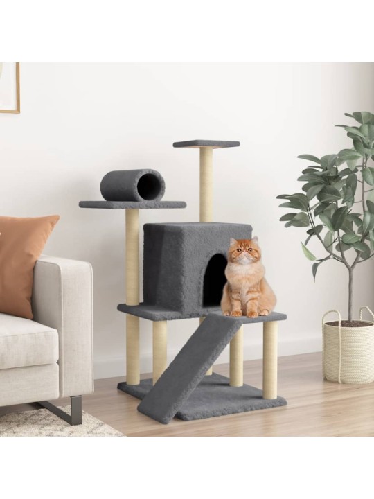 Škrabadlo pro kočky se sisalovými sloupky tmavě šedé 110,5 cm