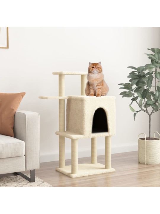 Škrabadlo pro kočky se sisalovými sloupky krémové 97 cm
