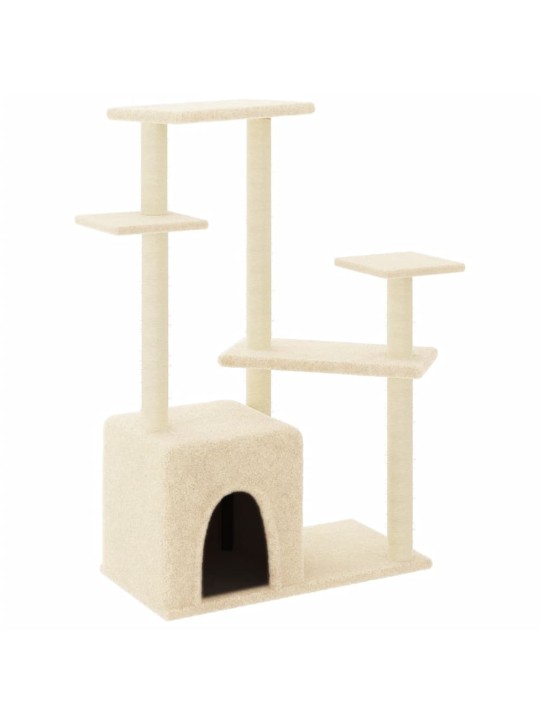 Škrabadlo pro kočky se sisalovými sloupky krémové 107,5 cm