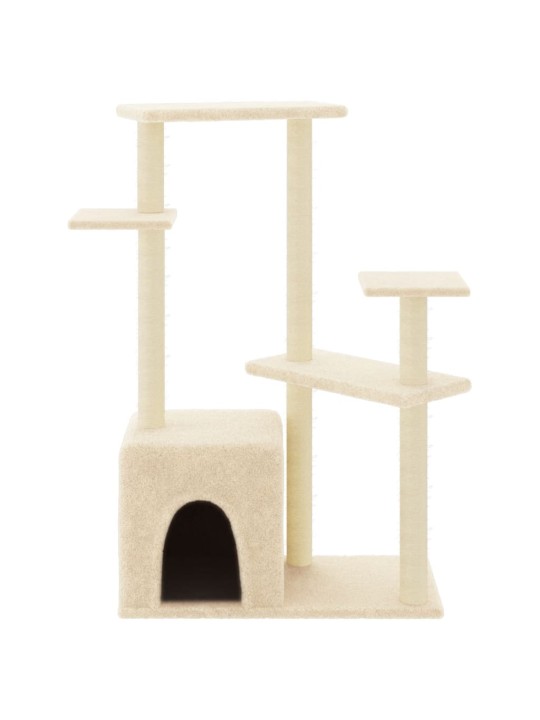 Škrabadlo pro kočky se sisalovými sloupky krémové 107,5 cm