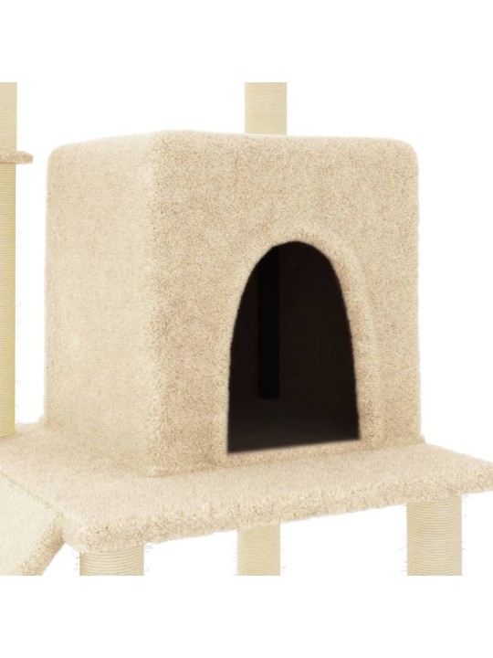 Škrabadlo pro kočky se sisalovými sloupky krémové 96,5 cm