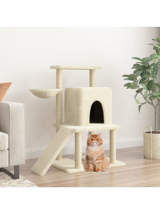 Škrabadlo pro kočky se sisalovými sloupky krémové 96,5 cm