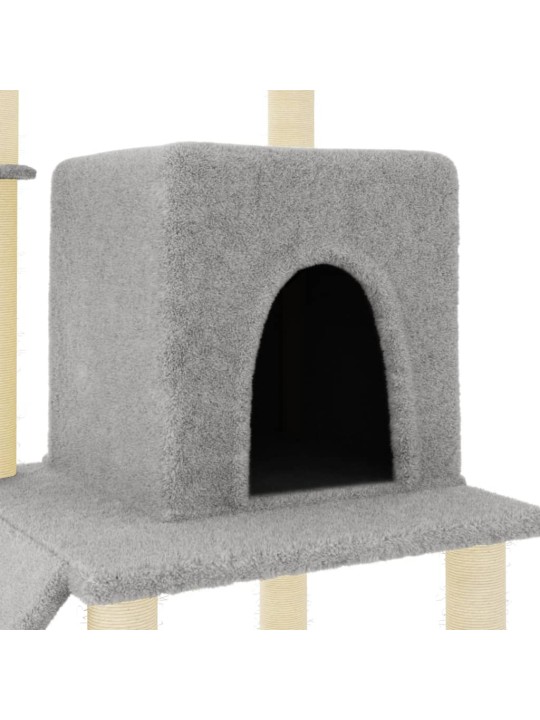 Škrabadlo pro kočky se sisalovými sloupky světle šedé 96,5 cm