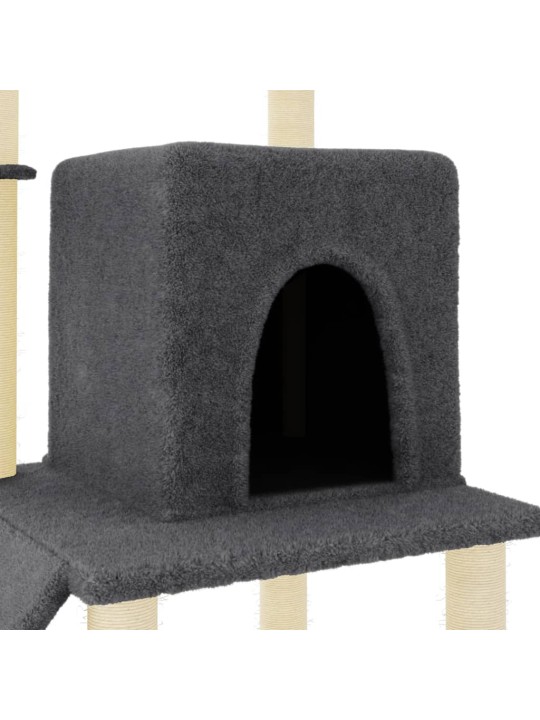 Škrabadlo pro kočky se sisalovými sloupky tmavě šedé 96,5 cm