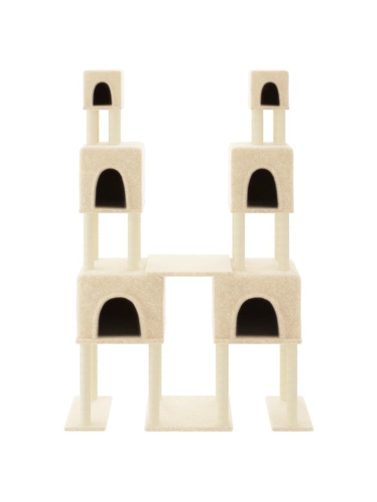 Škrabadlo pro kočky se sisalovými sloupky krémové 199 cm