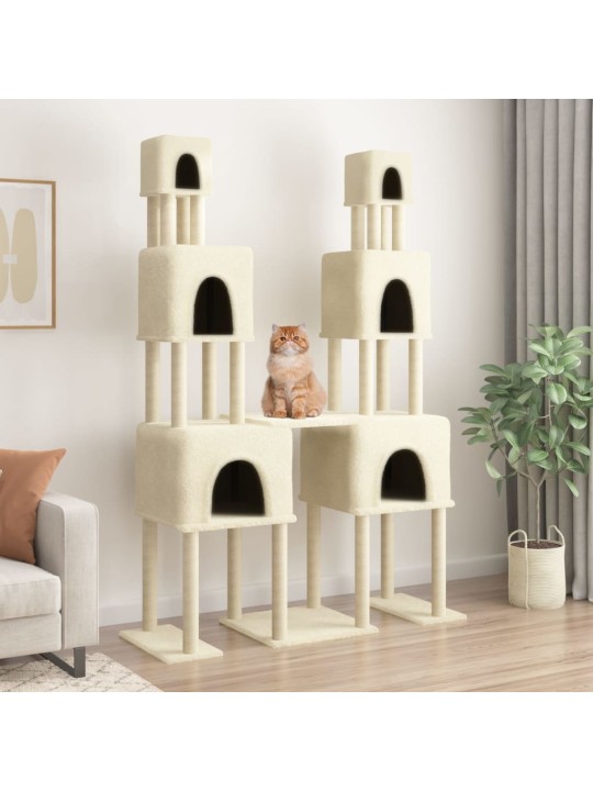 Škrabadlo pro kočky se sisalovými sloupky krémové 199 cm