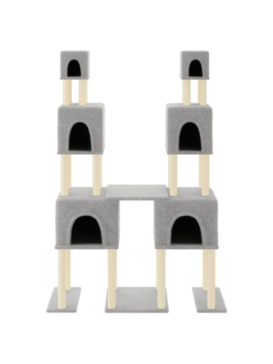 Škrabadlo pro kočky se sisalovými sloupky světle šedé 199 cm