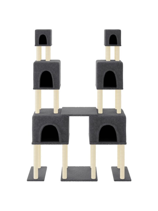 Škrabadlo pro kočky se sisalovými sloupky tmavě šedé 199 cm