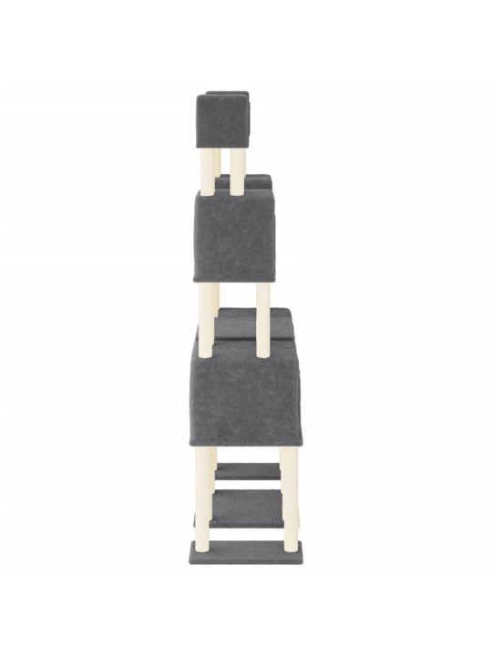 Škrabadlo pro kočky se sisalovými sloupky tmavě šedé 199 cm