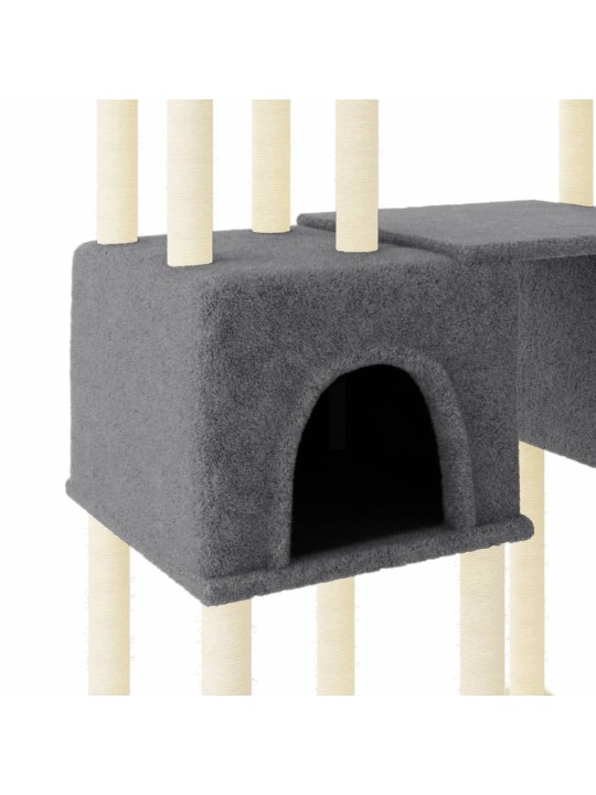 Škrabadlo pro kočky se sisalovými sloupky tmavě šedé 199 cm