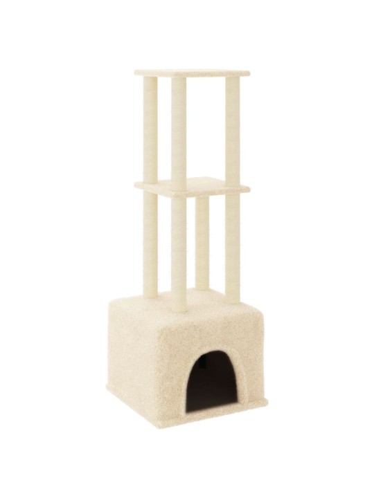 Škrabadlo pro kočky se sisalovými sloupky krémové 133,5 cm