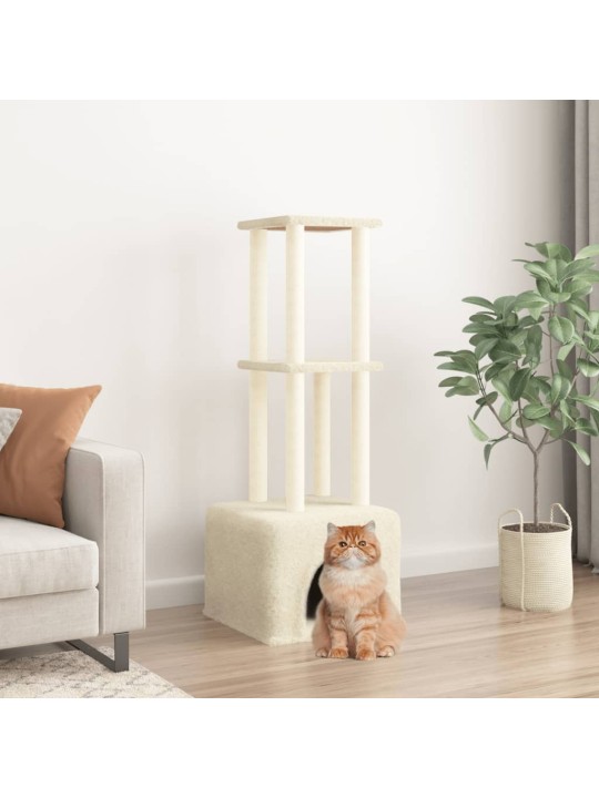 Škrabadlo pro kočky se sisalovými sloupky krémové 133,5 cm