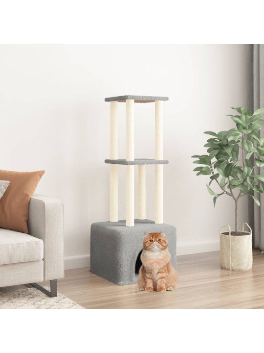 Škrabadlo pro kočky se sisalovými sloupky světle šedé 133,5 cm