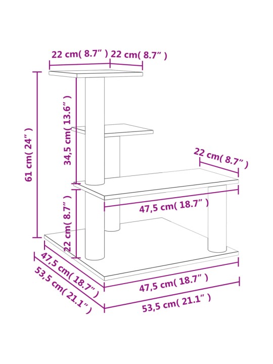 Škrabadlo pro kočky se sisalovými sloupky světle šedé 61 cm
