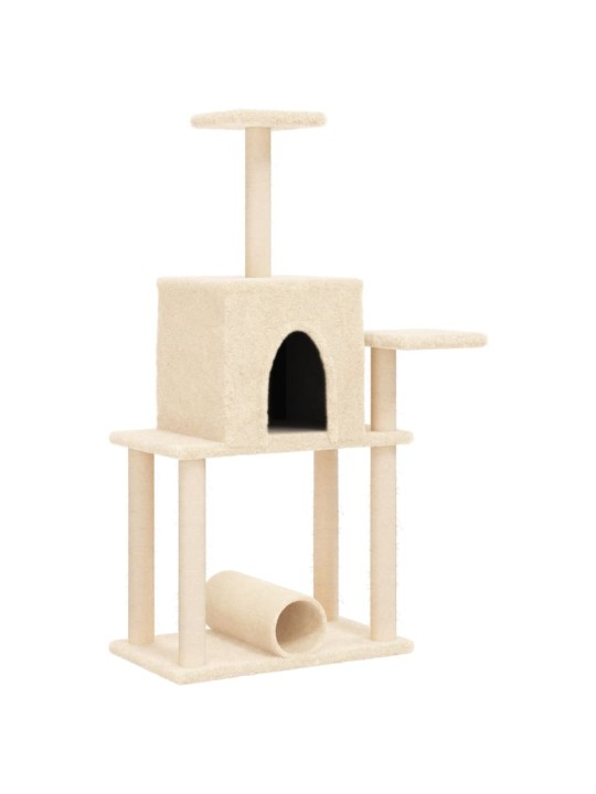 Škrabadlo pro kočky se sisalovými sloupky krémové 122 cm