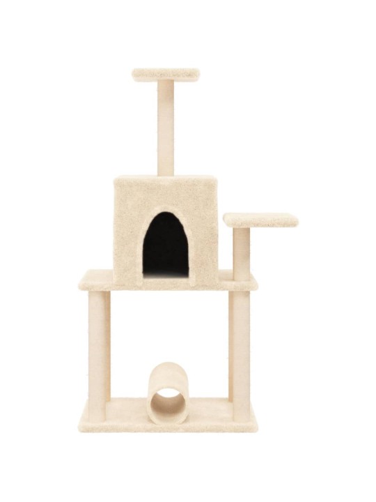 Škrabadlo pro kočky se sisalovými sloupky krémové 122 cm