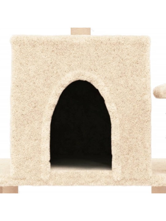 Škrabadlo pro kočky se sisalovými sloupky krémové 122 cm